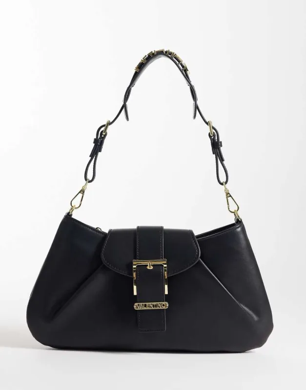 Valentino Cassandra buckle detail top handle bag in black made by Valentino