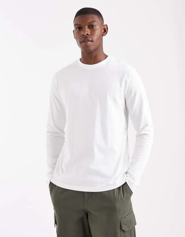 ASOS DESIGN Essentials regular fit long sleeve t-shirt in white made by ASOS