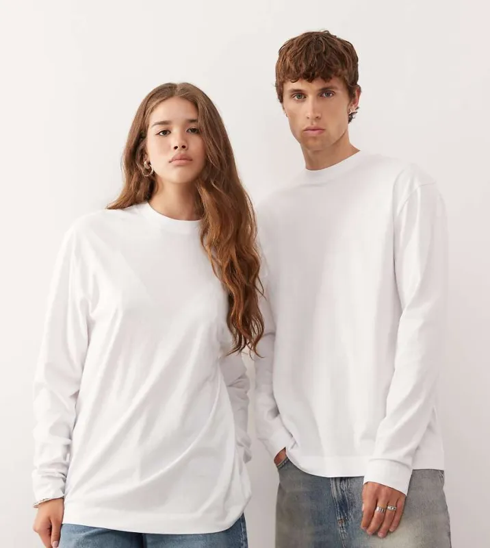 COLLUSION Unisex long sleeve t-shirt in white made by ASOS