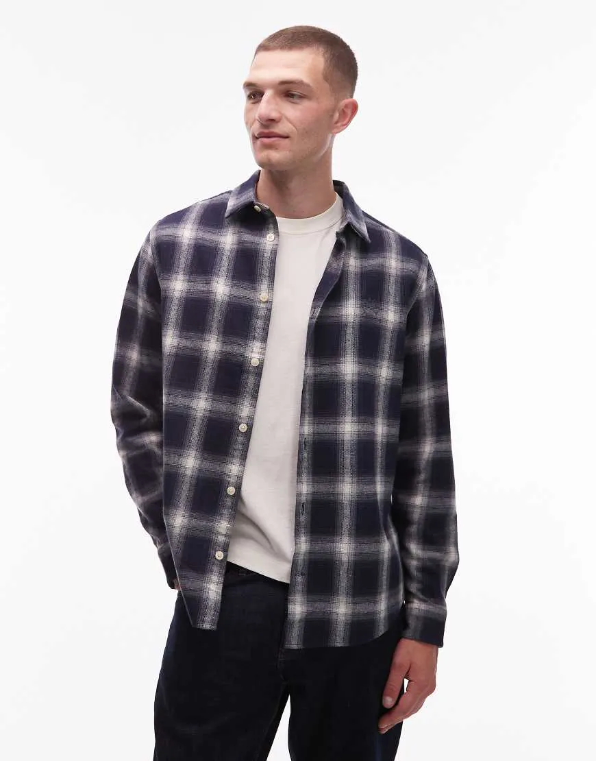 Allsaints Haven long sleeve check shirt in black-Blue sold by ASOS