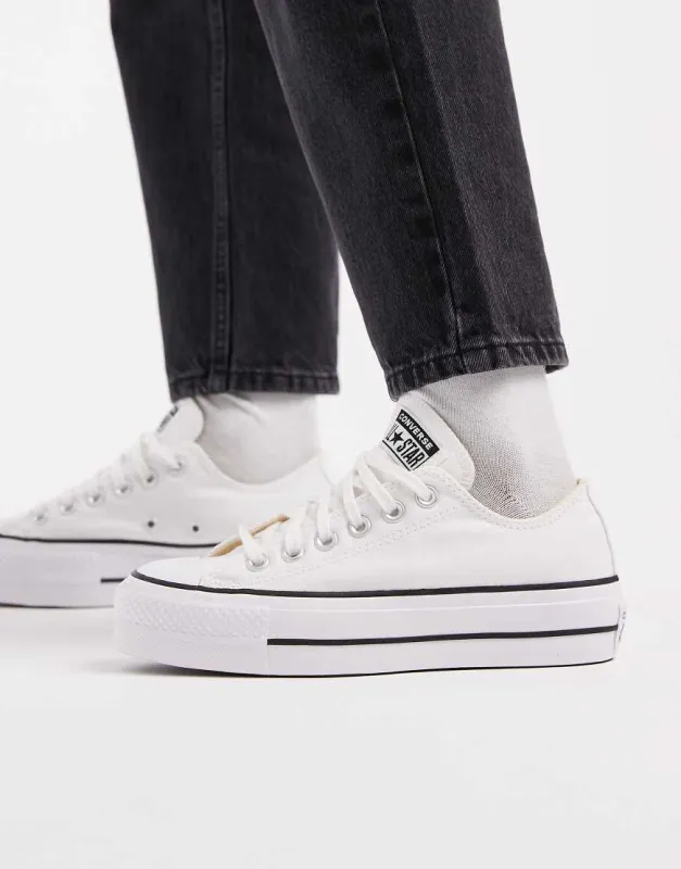 Converse Chuck Taylor Lift Ox platform trainers in white made by Converse