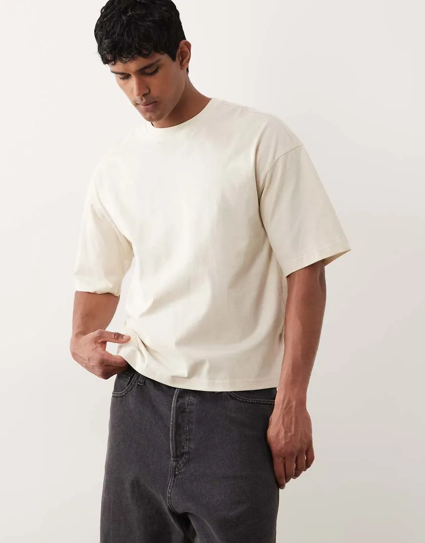 ONLY & SONS boxy t-shirt in cream-White sold by ASOS