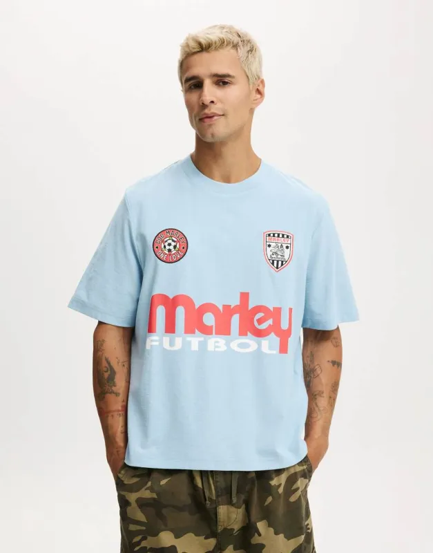 Cotton On Cropped fit music t-shirt in blue made by ASOS