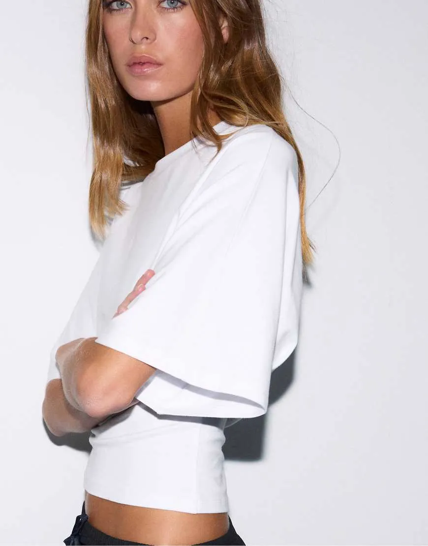 Stradivarius Japanese short sleeve t-shirt in white sold by ASOS