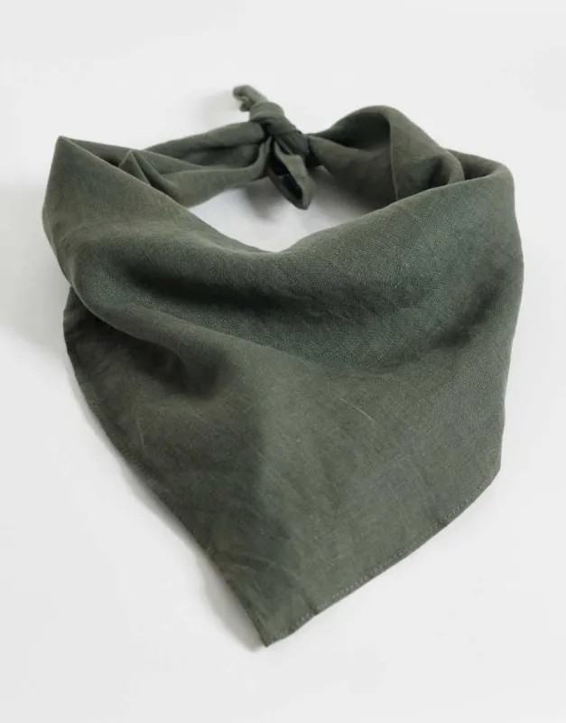 ASOS DESIGN linen bandana in khaki-Green made by ASOS