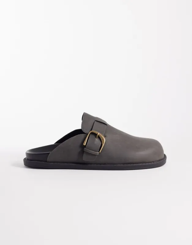 ASOS DESIGN mule with buckled strap in charcoal-Grey made by ASOS