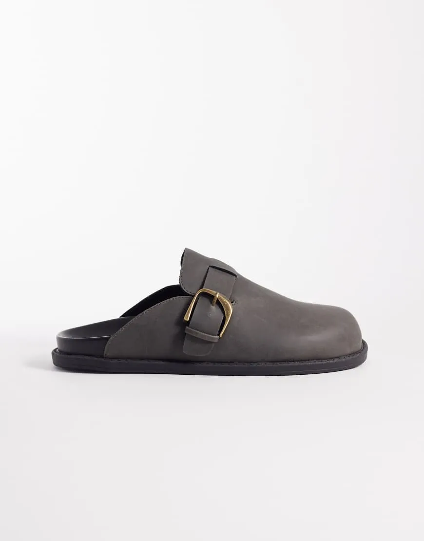 ASOS DESIGN mule with buckled strap in charcoal-Grey sold by ASOS