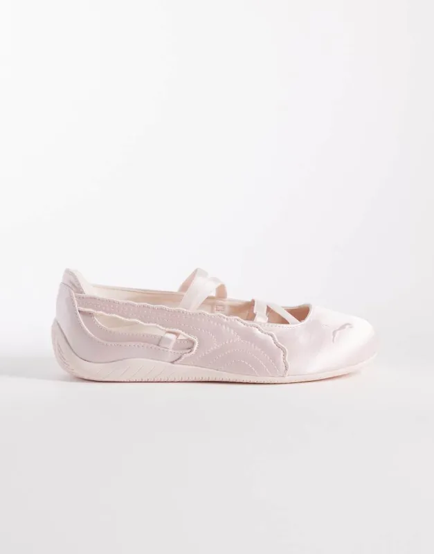 Puma Speedcat satin ballet flats in light pink made by ASOS