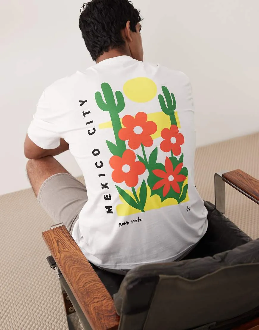 ONLY & SONS oversized t-shirt with Mexico City back print in white sold by ASOS