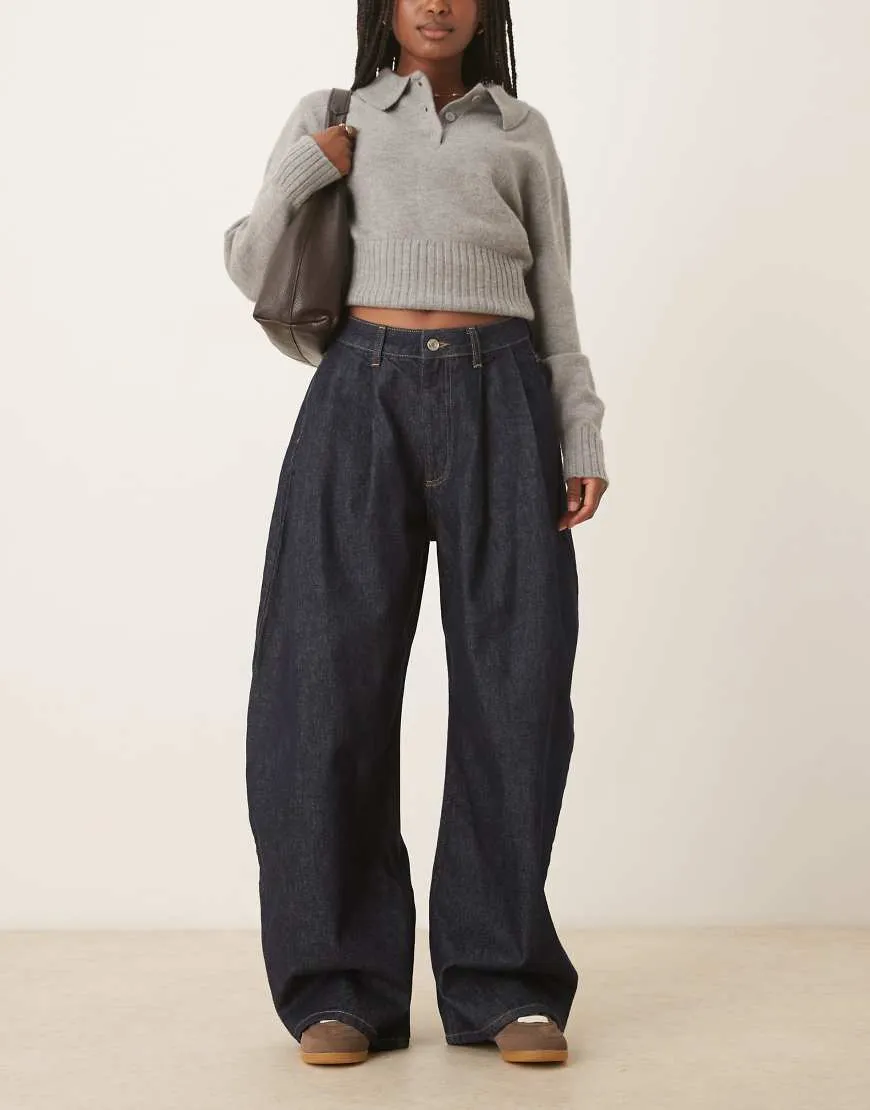 ASOS DESIGN oversized horseshoe jean in rinse wash-Blue sold by ASOS