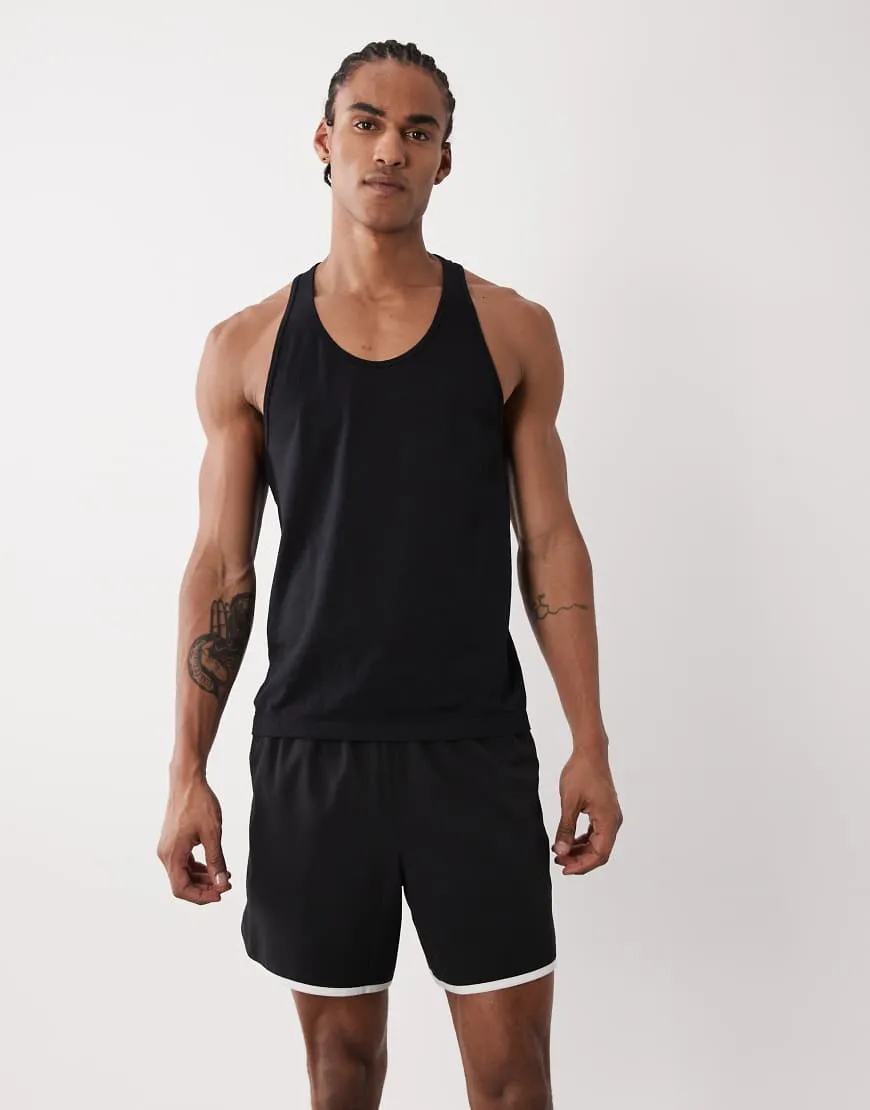 4505 retro woven 5"" side stripe sprinter short with zip pockets in black sold by ASOS