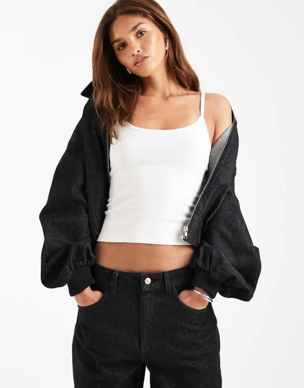 ASOS DESIGN scoop neck cami with elastic straps in cream-White made by ASOS