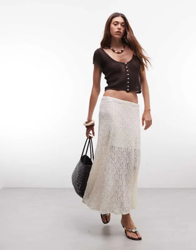 JDY lace maxi skirt in cream-White made by ASOS