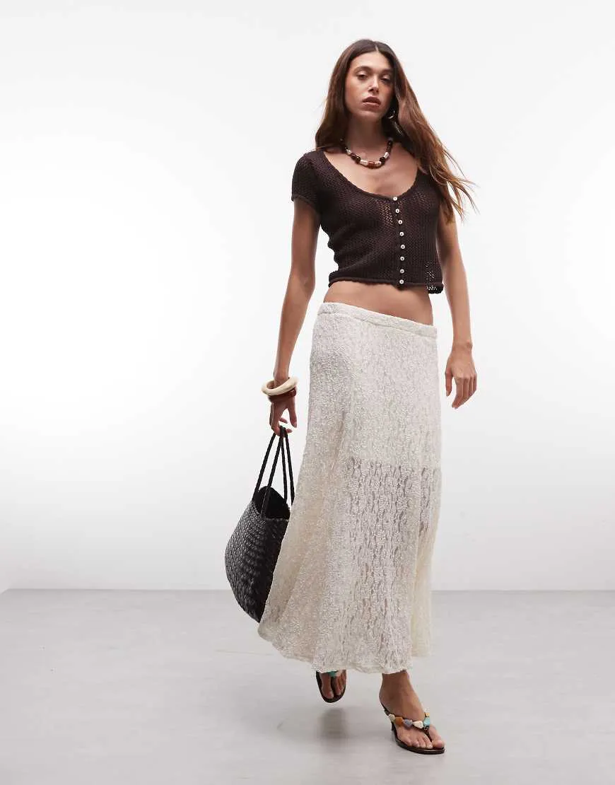 JDY lace maxi skirt in cream-White sold by ASOS