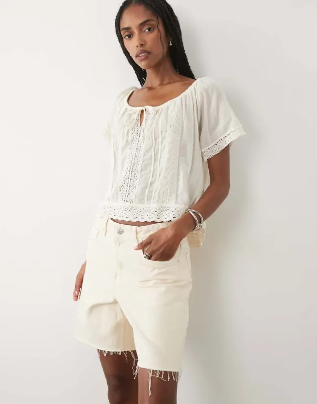 Mango 100% cotton denim short in light beige-Neutral made by ASOS
