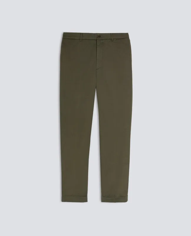 PANTALONE DOVER IN GABARDINE COTONE STRETCH TINTO CAPO - MILITARE sold by Aspesi