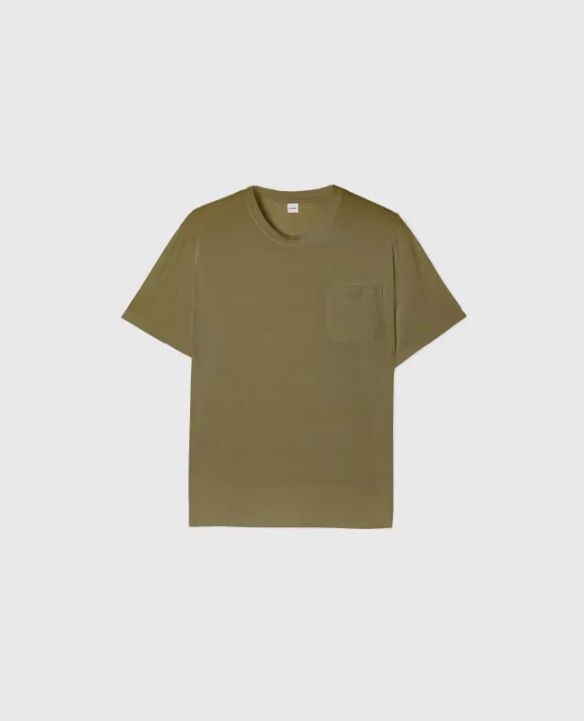 T-SHIRT GIROCOLLO IN JERSEY - MILITARE made by Aspesi