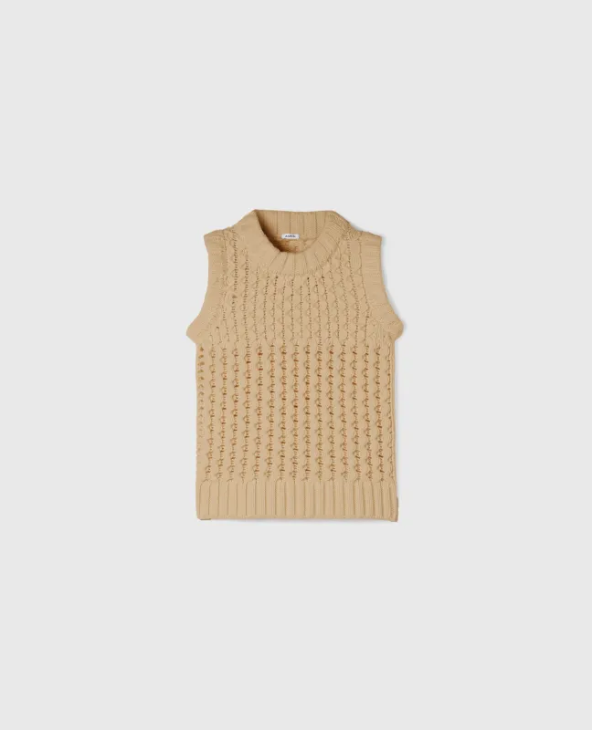 MAGLIONE SENZA MANICHE IN LANA VERGINE SUPER FINE - BEIGE sold by Aspesi