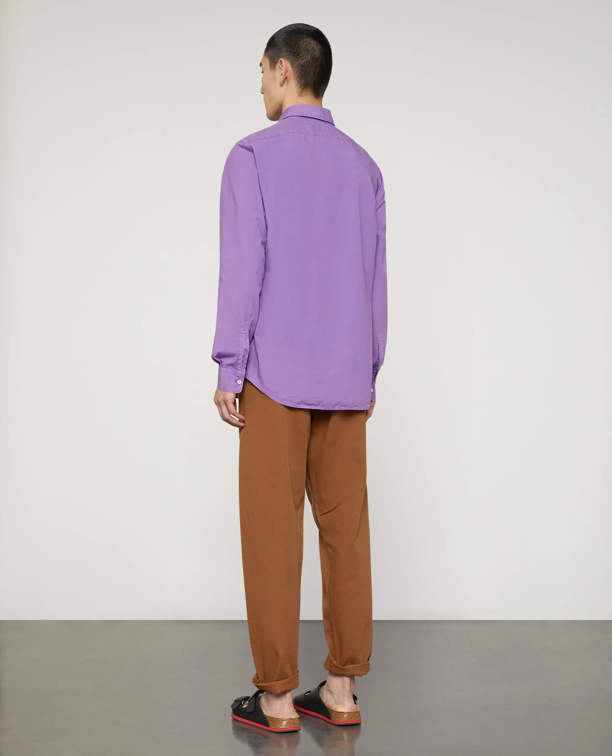 CAMICIA IN POPELINE LEGGERO DI COTONE - VIOLA sold by Aspesi product image thumbnail 3