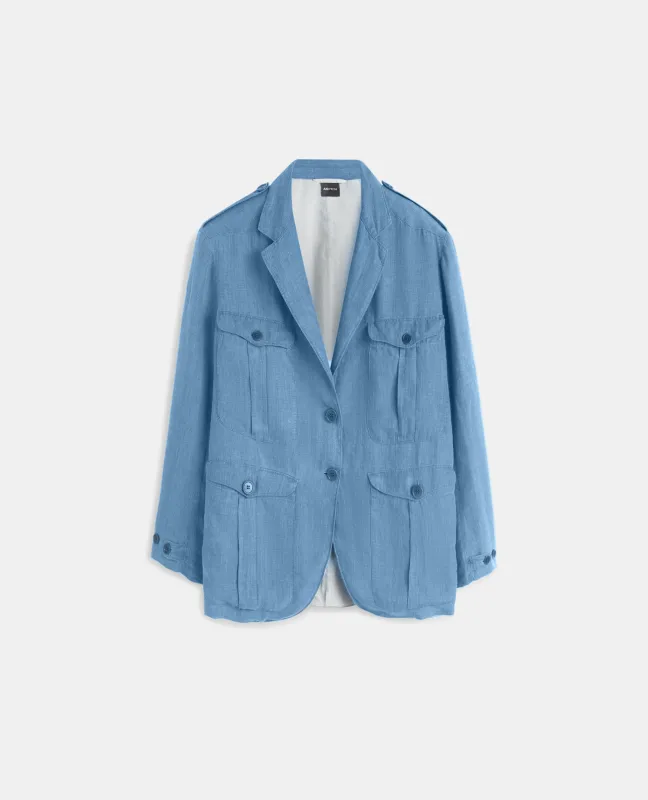 GIACCA IN TELA DI LINO DELAVÈ - DENIM MEDIO sold by Aspesi