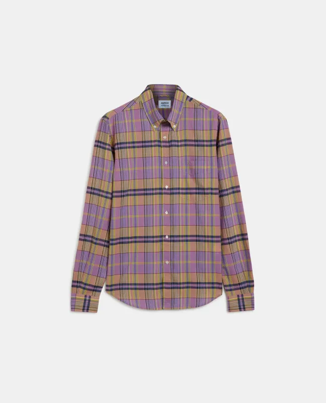 CAMICIA IN TELA DI COTONE MADRAS - CHECK VIOLA sold by Aspesi