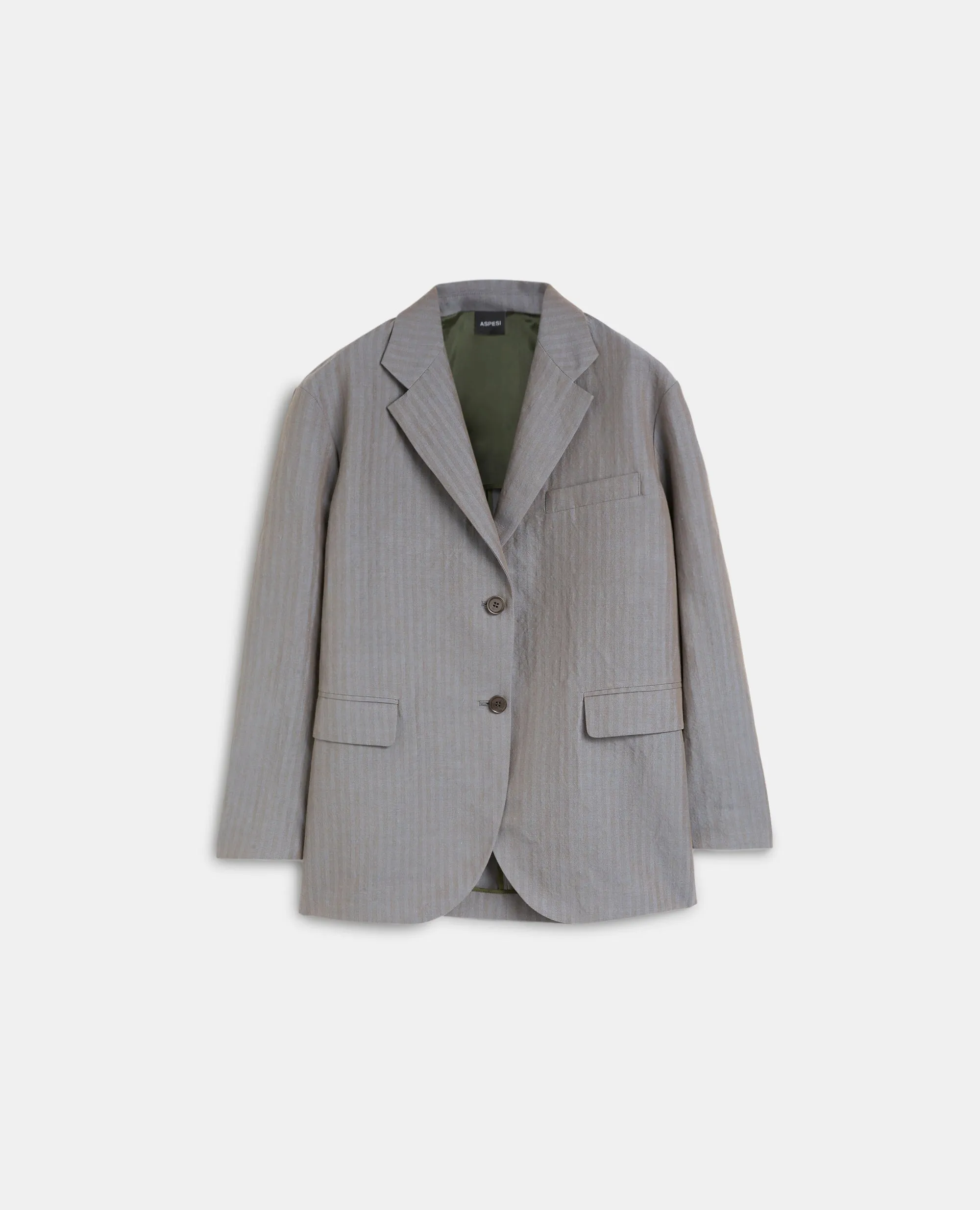 GIACCA IN TELA DI COTONE E LINO - GRIGIO sold by Aspesi