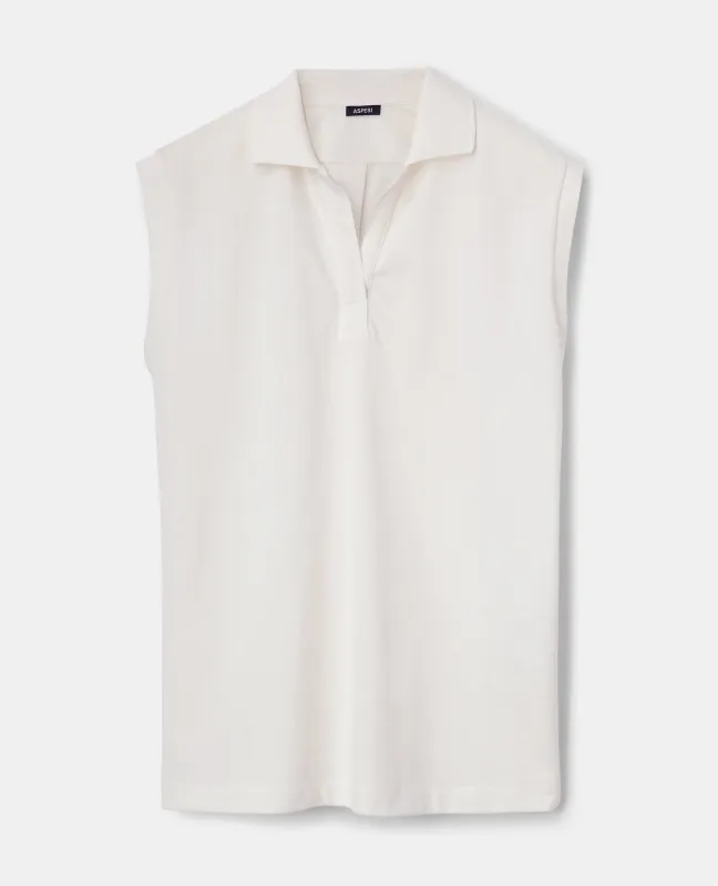POLO SMANICATA IN JERSEY IN COTONE PIQUET - NATURALE sold by Aspesi
