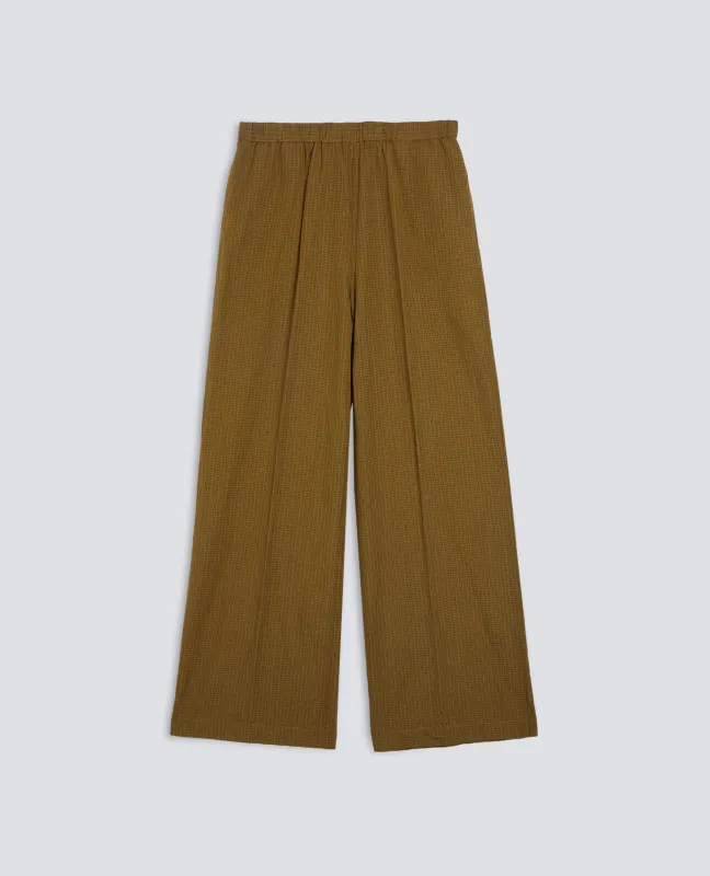 PANTALONE IN MICRO CHECK COTONE LINO - MILITARE sold by Aspesi