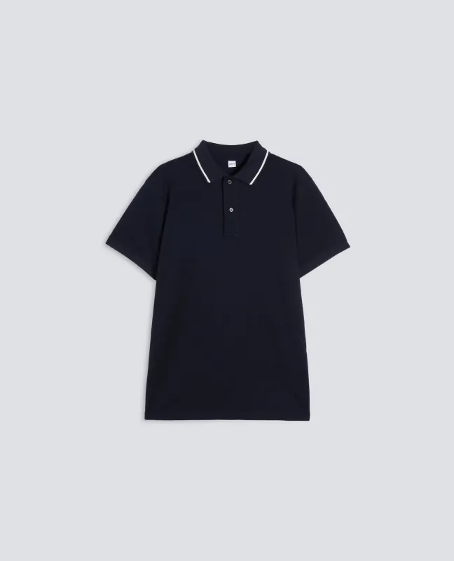 POLO IN COTONE PIQUET TINTO CAPO - NAVY sold by Aspesi