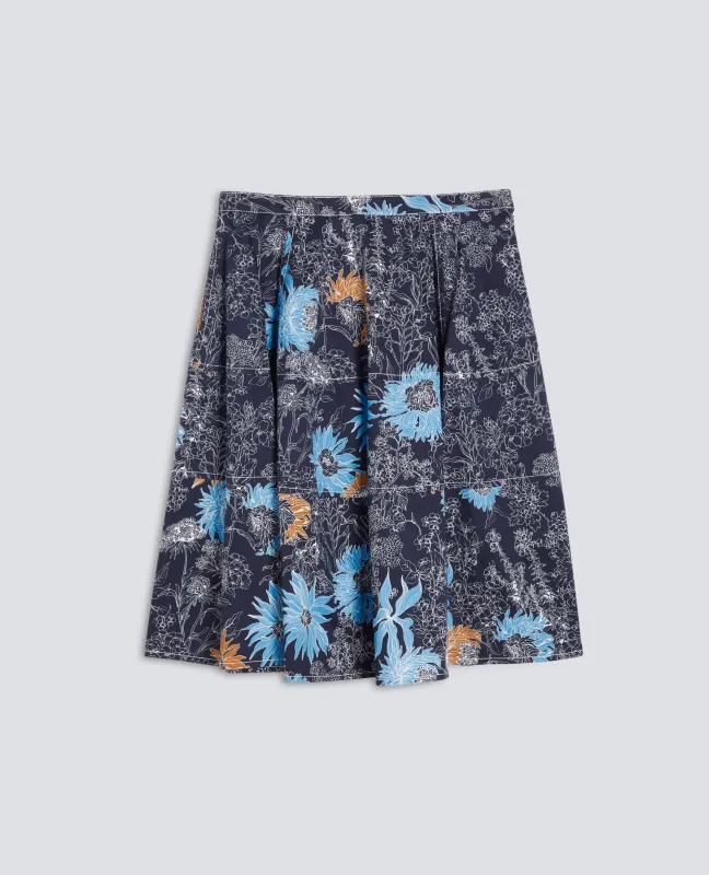 GONNA IN GABARDINE STRETCH - STAMPA PEONIA sold by Aspesi