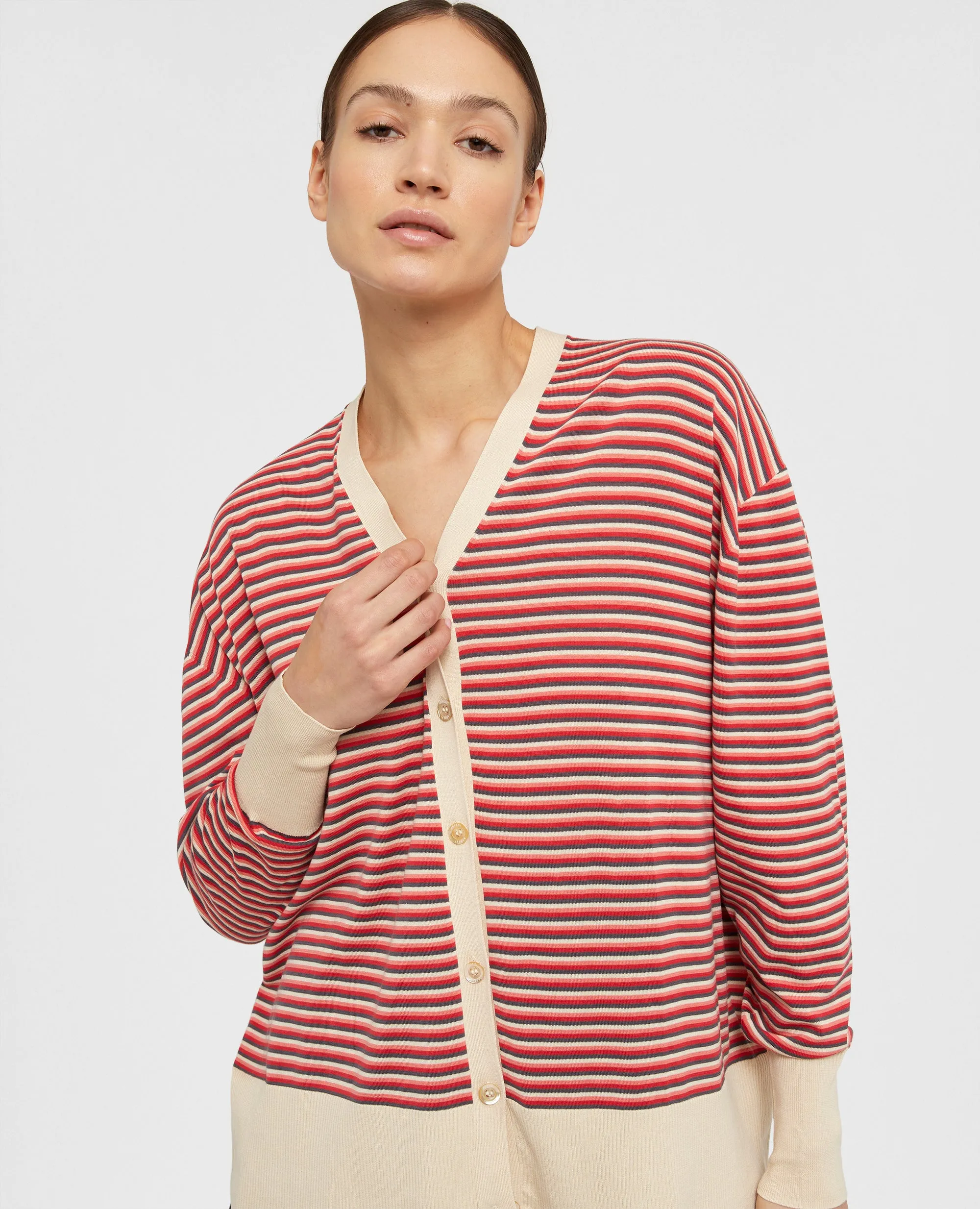 CARDIGAN A RIGHE CON SCOLLO A V - MULTICOLOR sold by Aspesi product image thumbnail 4