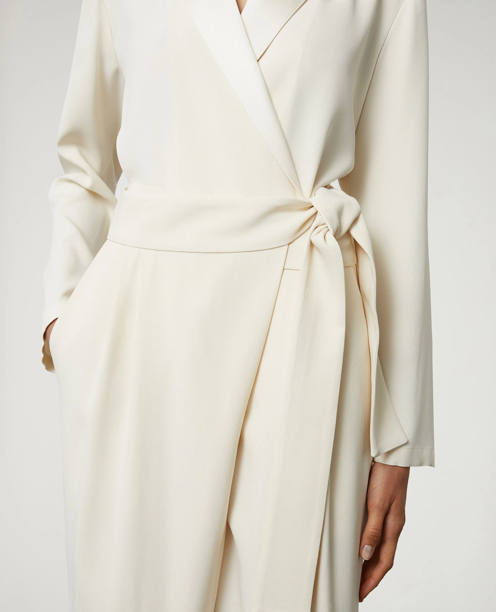 PANTALONE PALAZZO IN CR˻PE ENVERS SATIN - NATURALE sold by Aspesi product image thumbnail 4