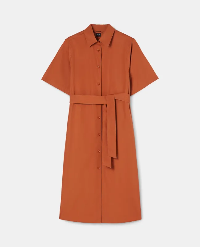 ABITO CHEMISIER MIDI IN POPELINE - RUGGINE sold by Aspesi