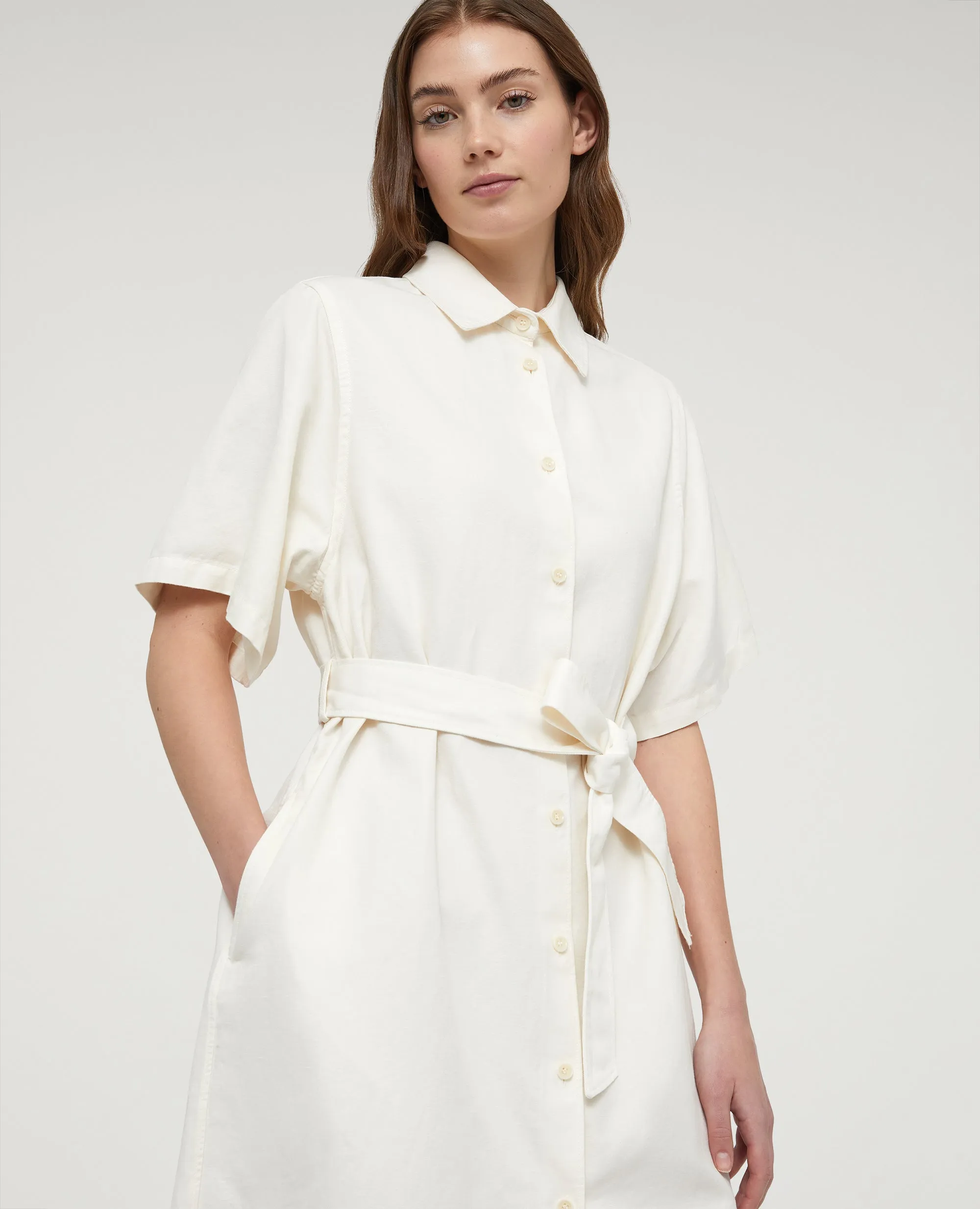 ABITO CHEMISIER MIDI IN COTONE E LINO - DESERTO sold by Aspesi product image thumbnail 4