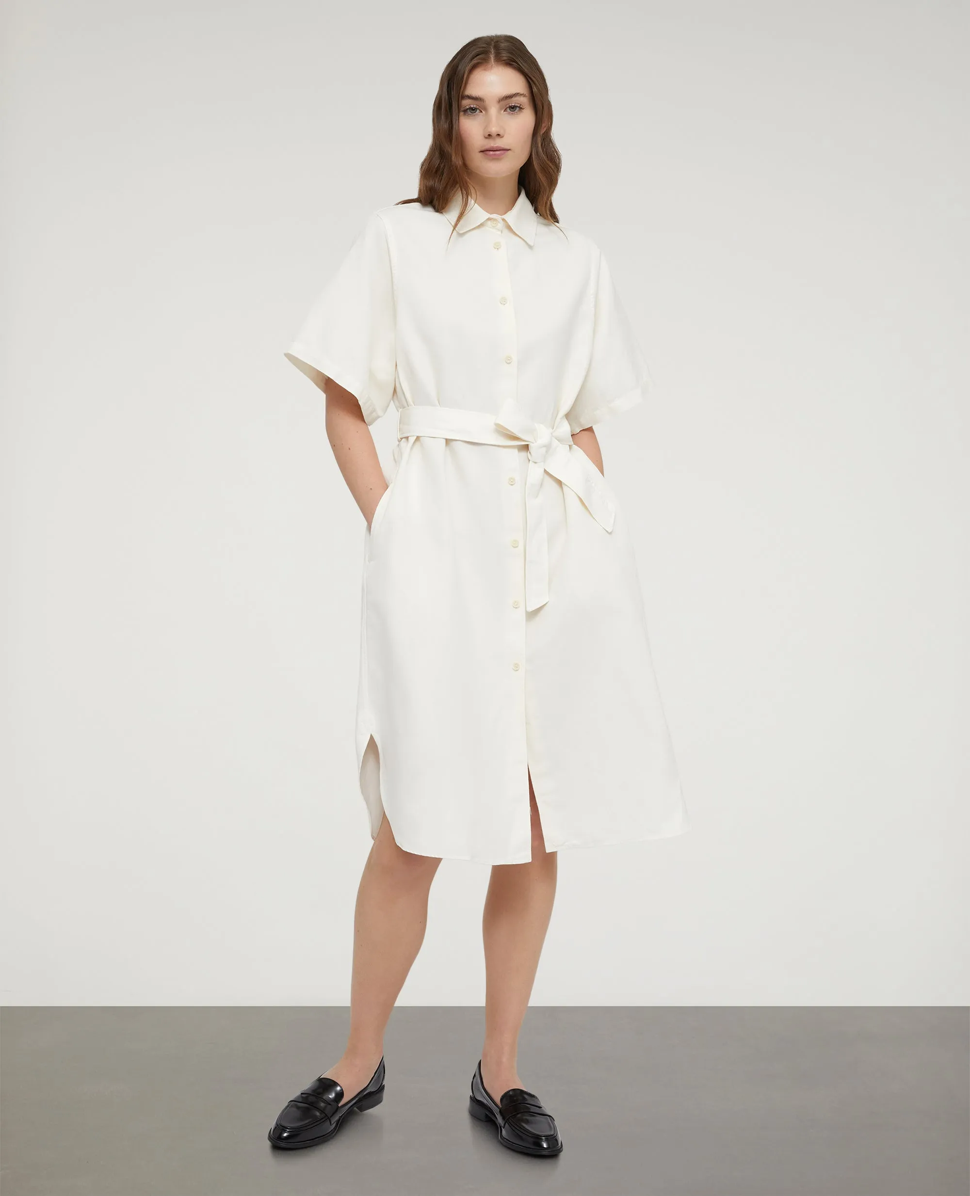 ABITO CHEMISIER MIDI IN COTONE E LINO - DESERTO sold by Aspesi product image thumbnail 2