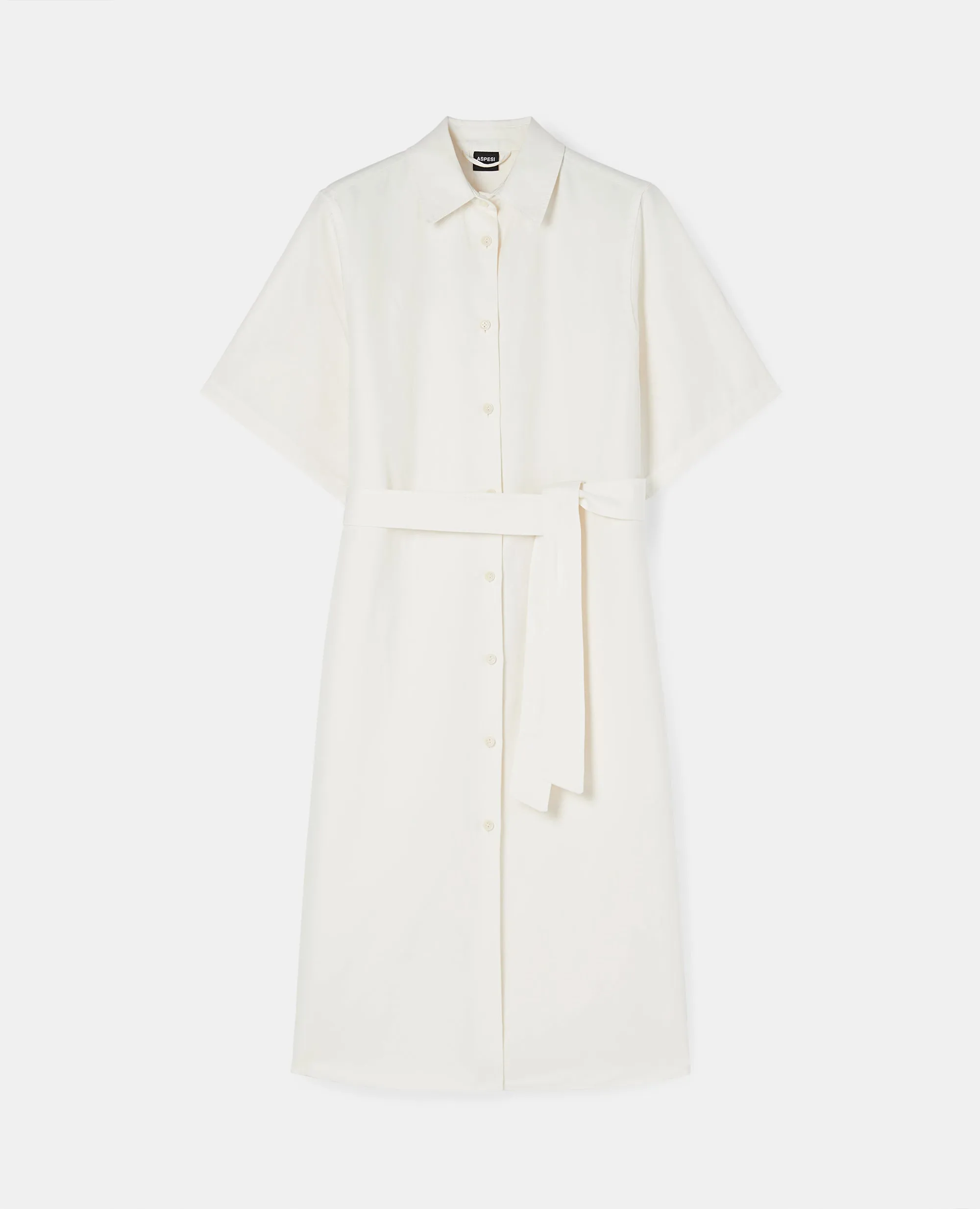 ABITO CHEMISIER MIDI IN COTONE E LINO - DESERTO sold by Aspesi