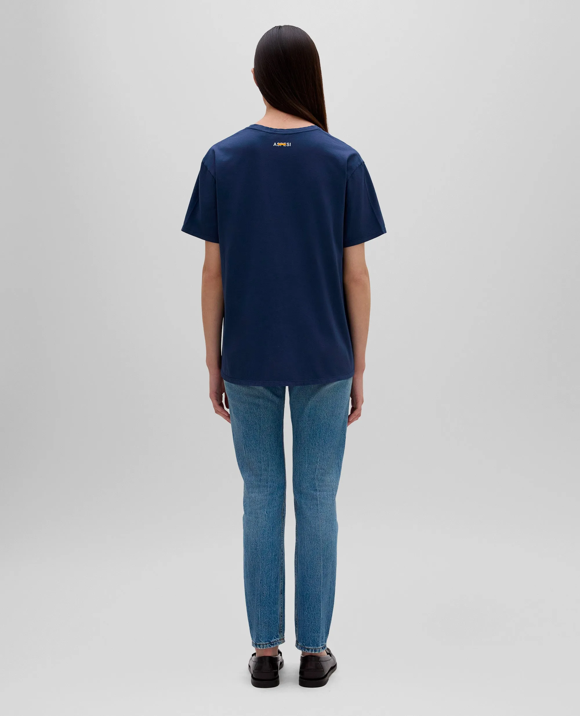 T-SHIRT IN JERSEY DI COTONE - BLU sold by Aspesi product image thumbnail 3
