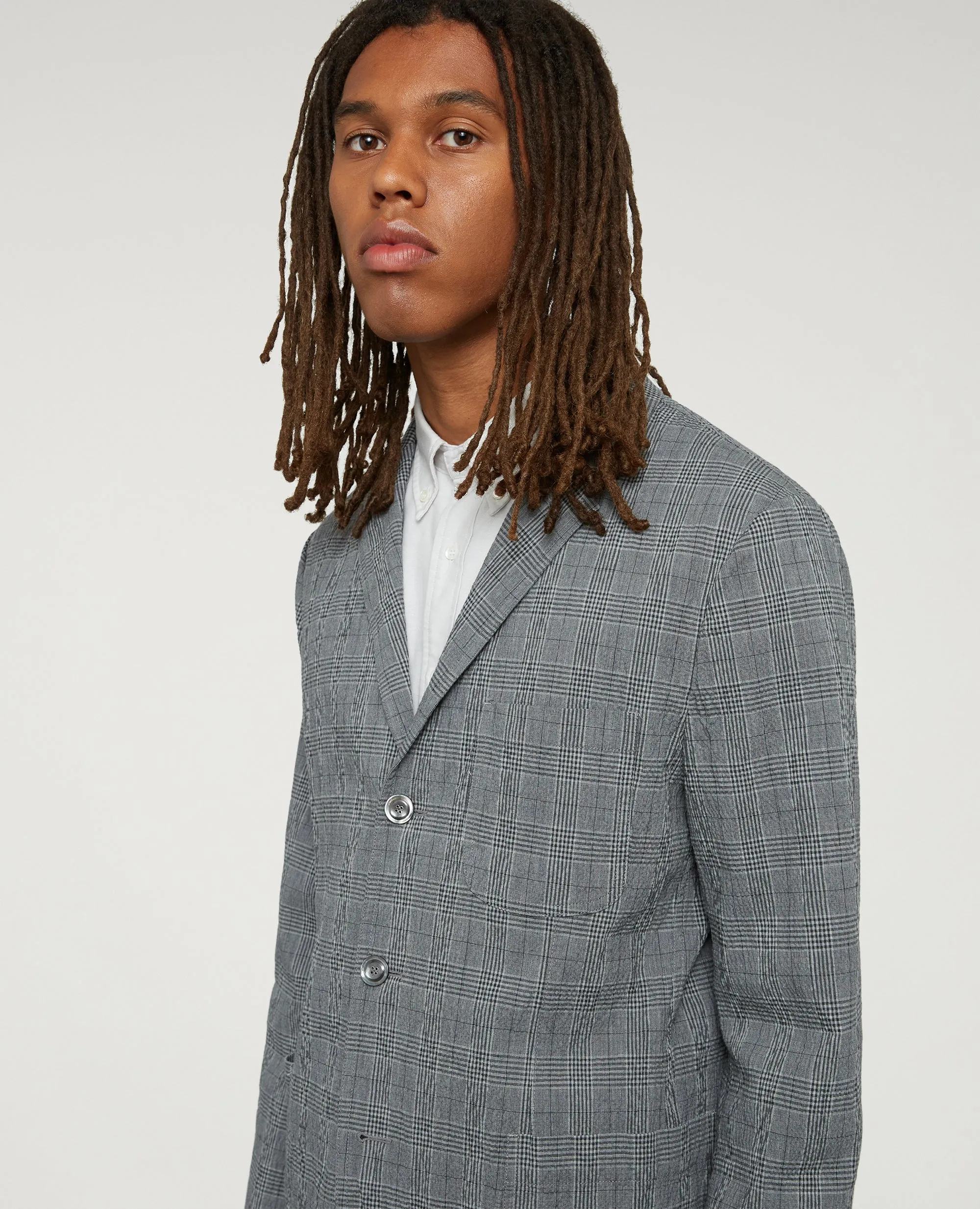 BLAZER SAMURAKI IN COTONE PRINCIPE DI GALLES - CHECK GRIGIO sold by Aspesi product image thumbnail 4