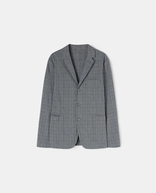 BLAZER SAMURAKI IN COTONE PRINCIPE DI GALLES - CHECK GRIGIO sold by Aspesi