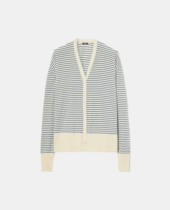 CARDIGAN A RIGHE CON SCOLLO A V - MULTICOLOR sold by Aspesi
