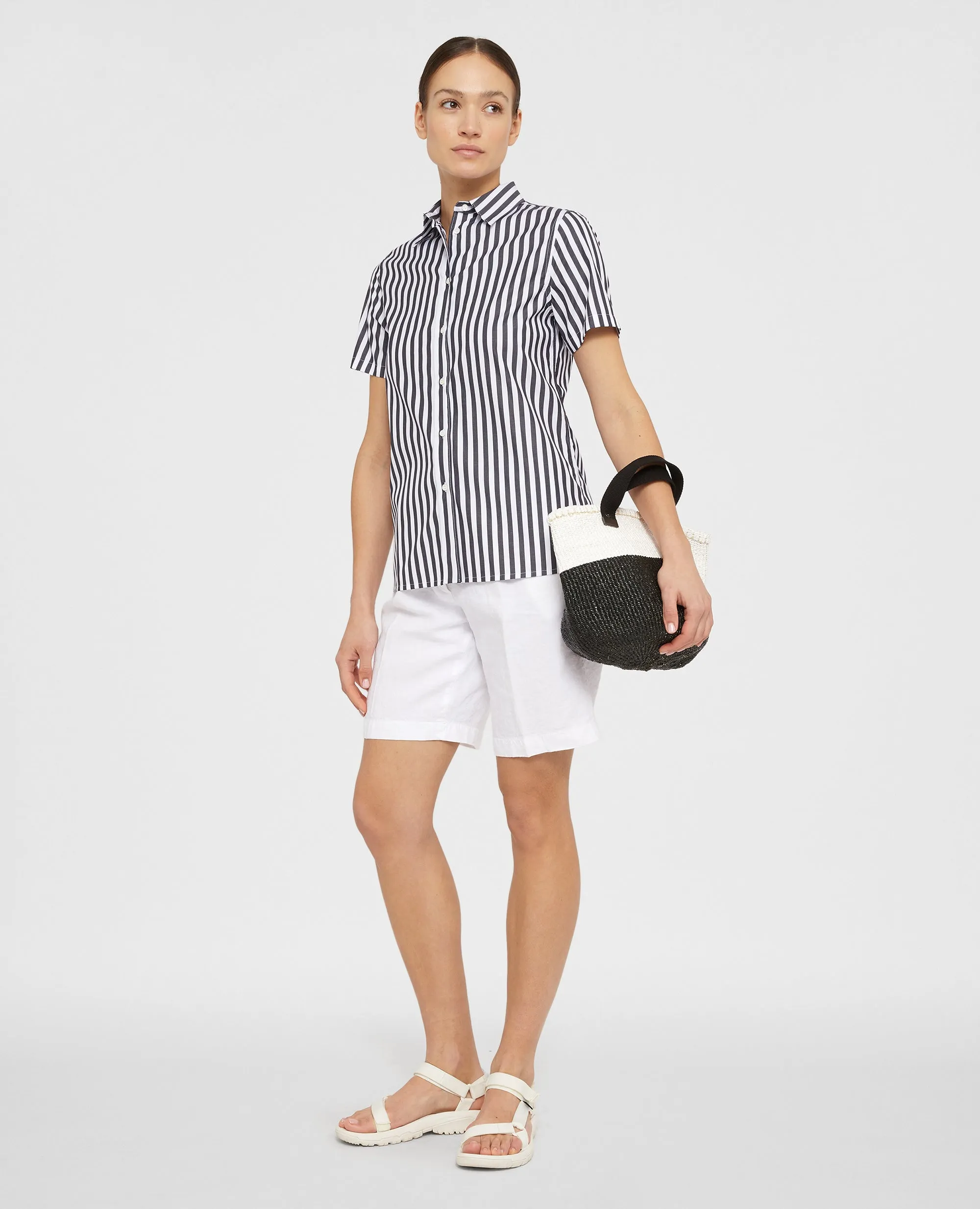 CAMICIA A MANICHE CORTE A RIGHE - RIGA NERA sold by Aspesi product image thumbnail 2