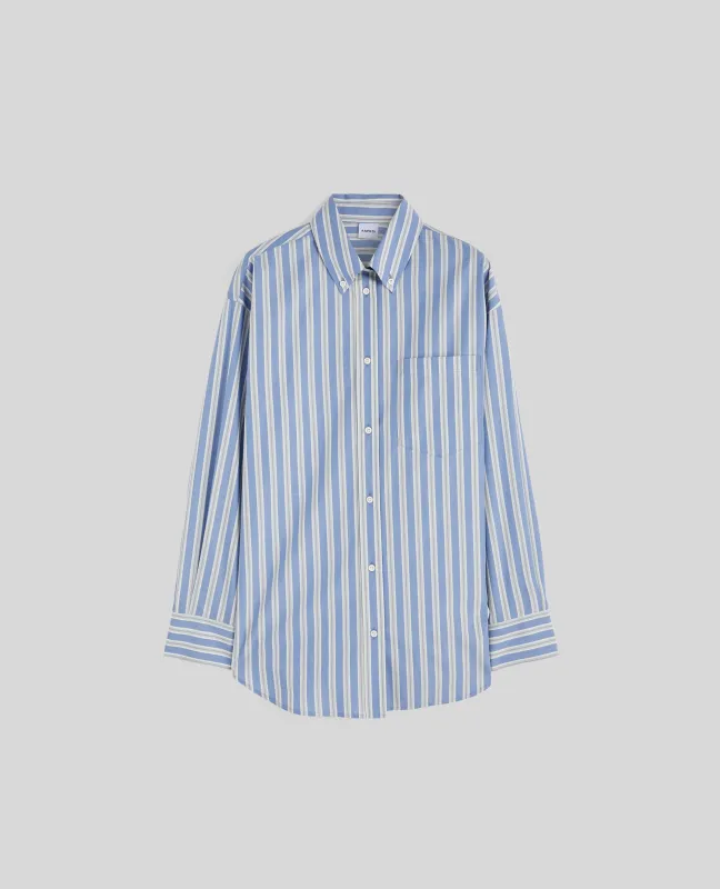 CAMICIA BUTTON-DOWN A RIGHE - RIGA BLU made by Aspesi