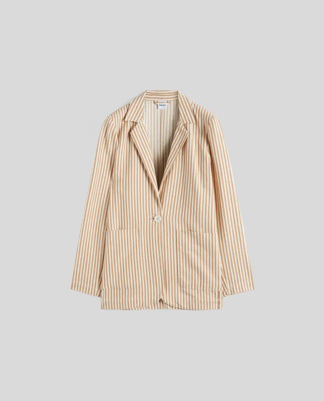 GIACCA IN TWILL DI COTONE - RIGA TABACCO made by Aspesi