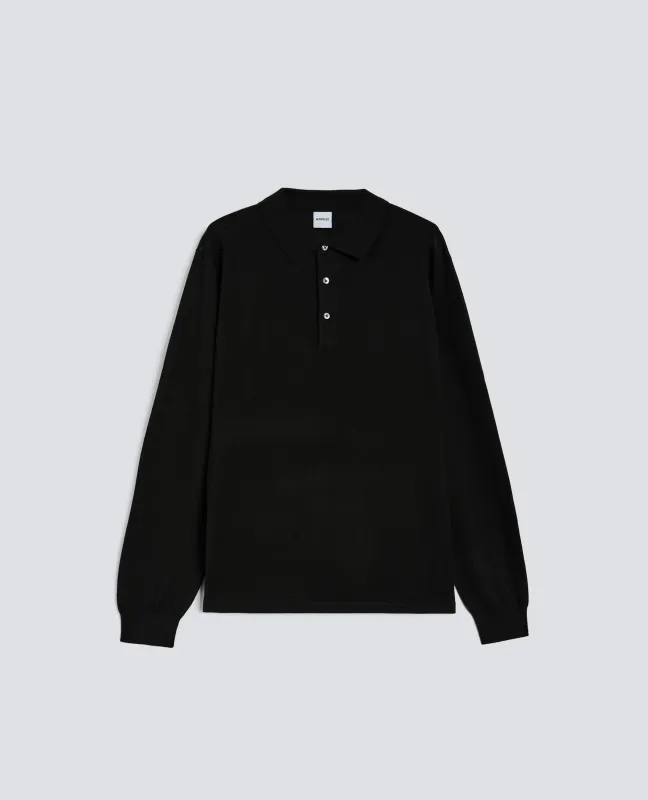 POLO A MANICHE LUNGHE - NERO sold by Aspesi