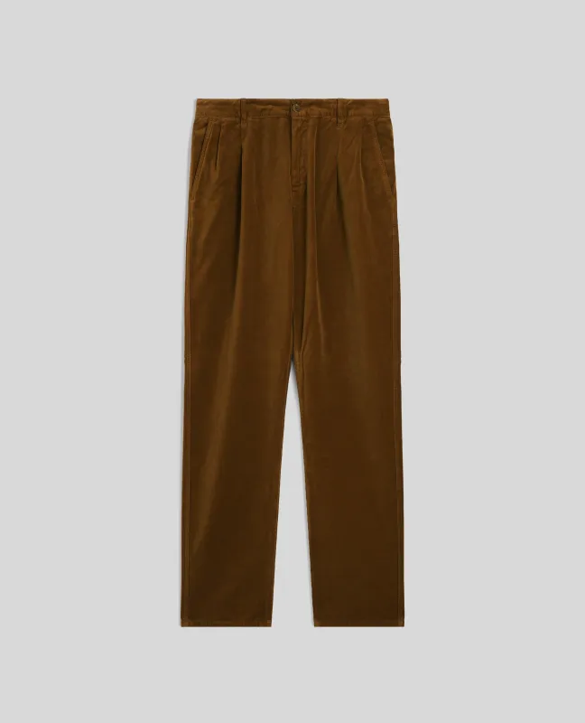 PANTALONE IN VELLUTO LISCIO CON DOPPIA PINCE - TABACCO sold by Aspesi