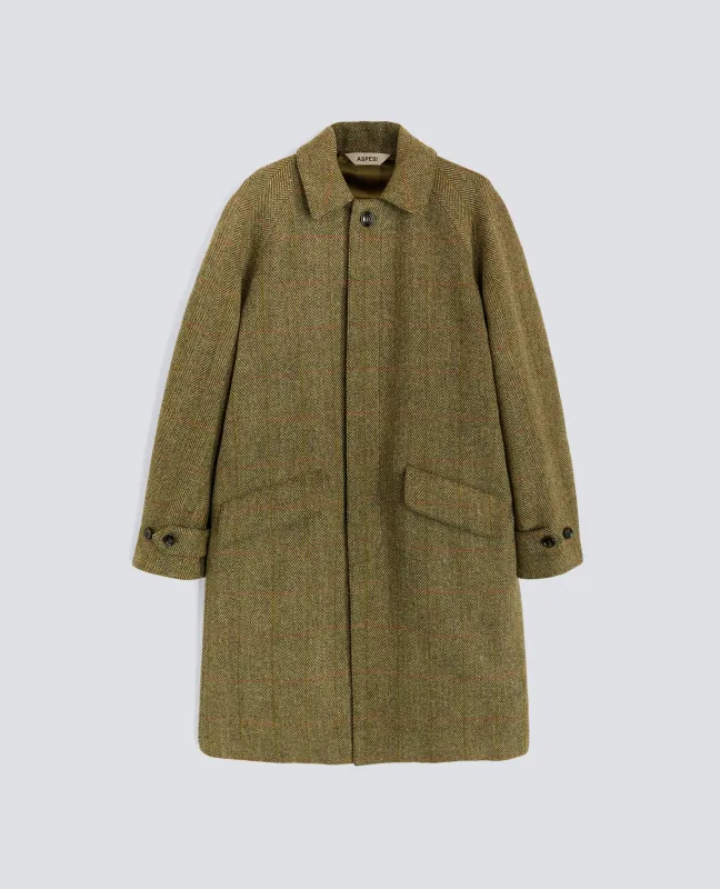 CAPPOTTO WRIGHT IN LANA HARRIS TWEED - SENAPE made by Aspesi