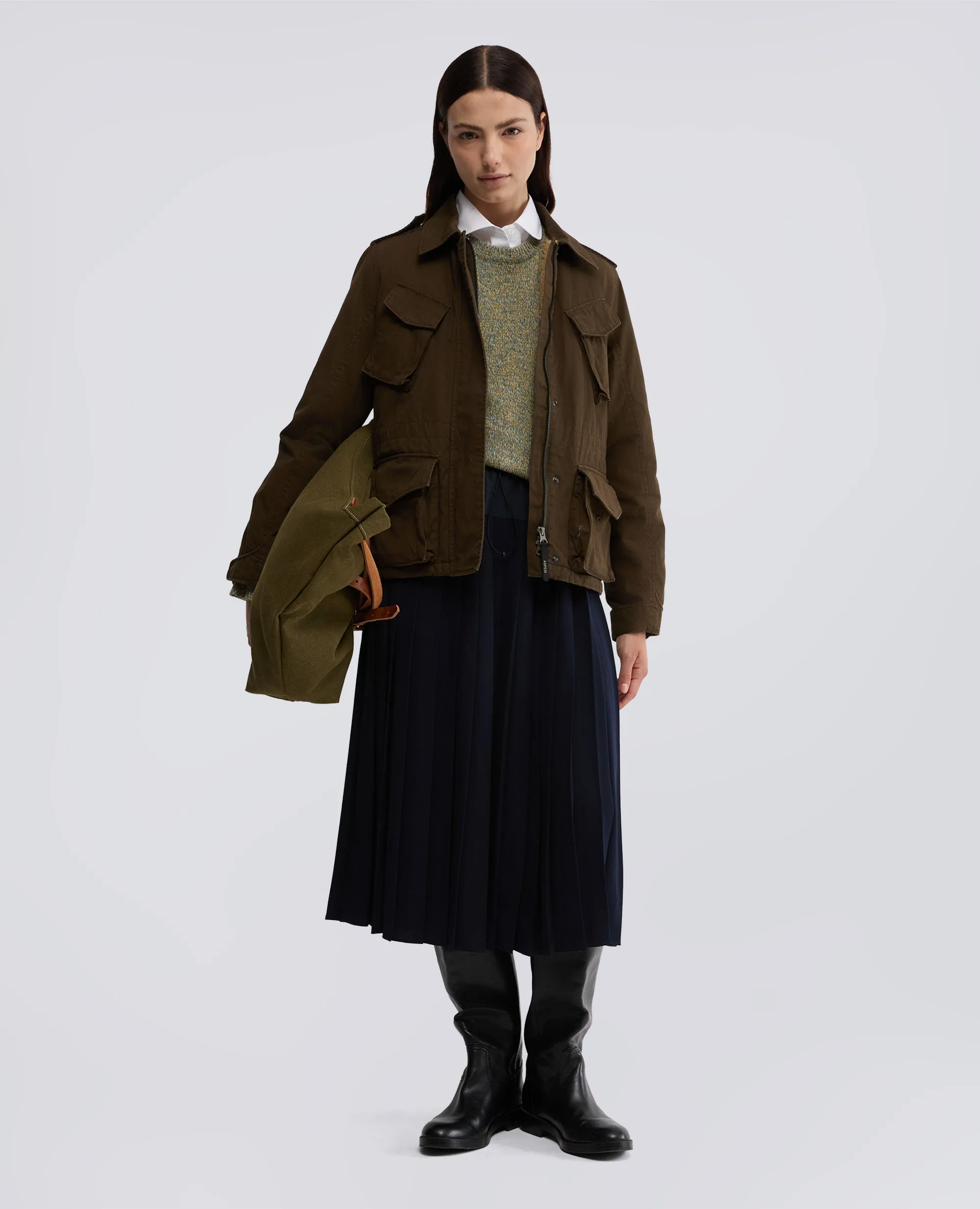 GIUBBOTTO IN TELA DI COTONE CERATO - MILITARE sold by Aspesi product image thumbnail 2