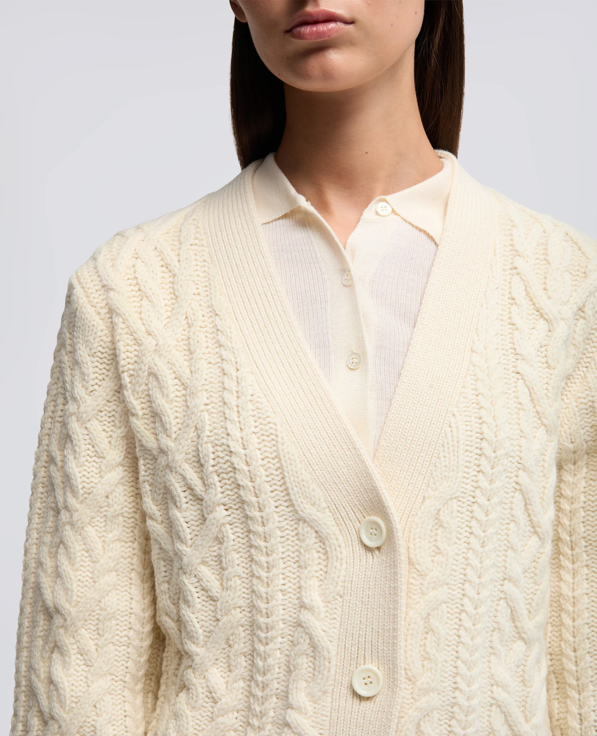 CARDIGAN IN LANA A TRECCE - NATURALE sold by Aspesi product image thumbnail 4