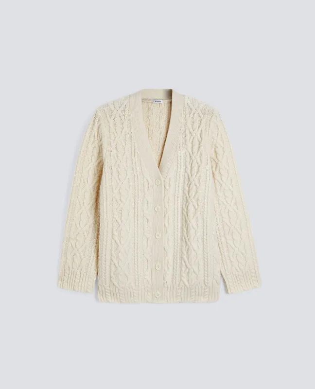 CARDIGAN IN LANA A TRECCE - NATURALE made by Aspesi