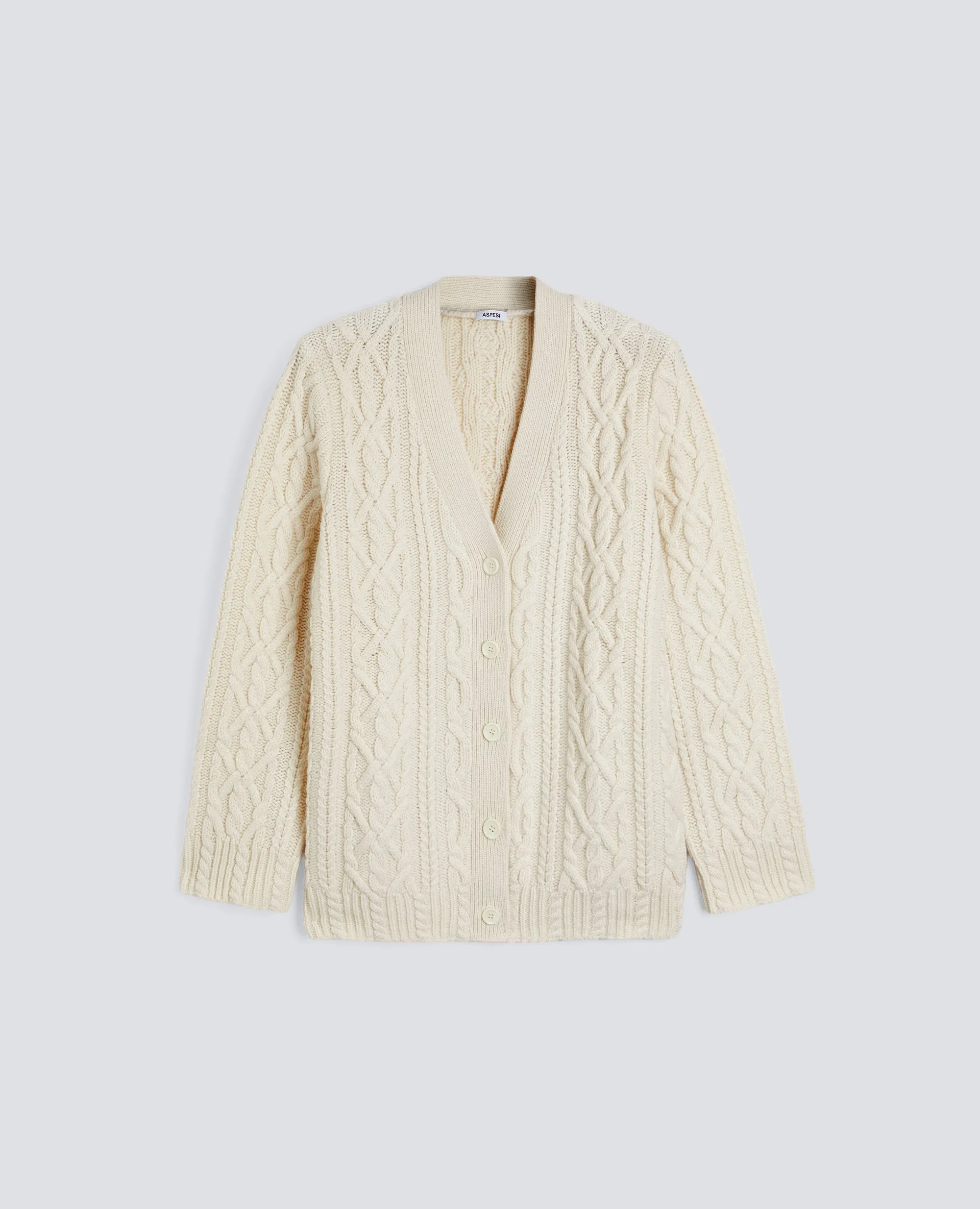 CARDIGAN IN LANA A TRECCE - NATURALE sold by Aspesi
